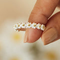 Daisy Flower Half-Eternity Ring In Silver And Gold Tones view 2