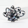 Crystal Openwork Flower Brooch Blue or Multicolor Rhinestone Pin view 1