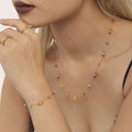 Multicolor Natural Stone Abacus Bead Station Necklace Bracelet view 2