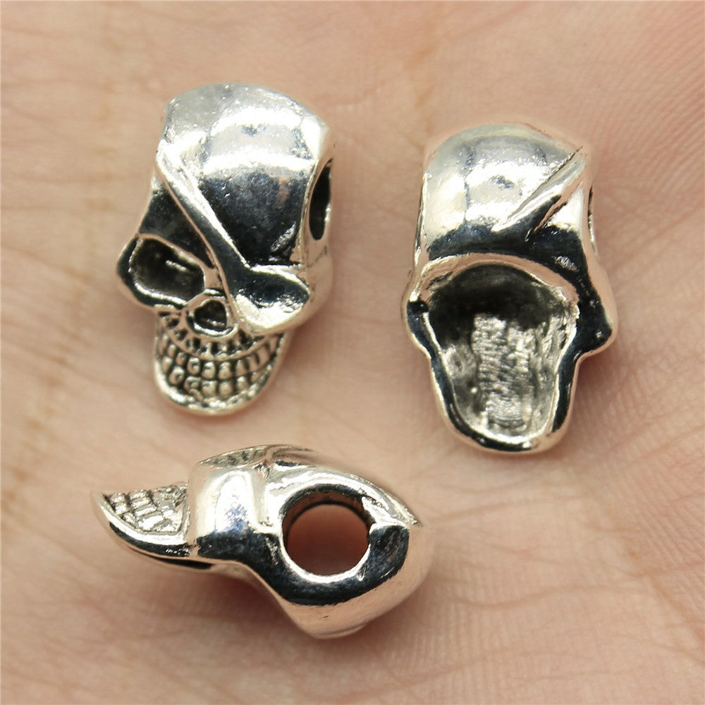 18x11x9mm 4g Multicolor Zinc Alloy Skull Large Hole Beads for Bracelet Jewelry Making