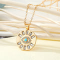 Gold Tone Round Crystal Ray Blue Evil Eye Pendant Necklace view 1