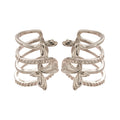 Silver Tone Crystal Butterfly Layered Ear Cuffs with Detailed Finish view 5