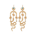 Gold Tone Sun Moon and Snake Dangle Earrings With Polished Metal Details view 5
