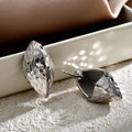 Faceted Marquise Dome Stud Earrings in Gold and Silver Tone view 4