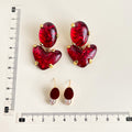 Red Gold-Tone Geometric Heart Enamel Earring Styles view 3