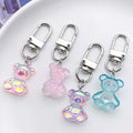 Four Iridescent Translucent Bear Keychains with Metal Hardware view 4