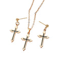 Gold Black Enamel Cross Necklace Earring Sets 6 Styles view 5