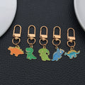 Five Colorful Dinosaur Clasp Keychain Set with Metal Hardware view 3