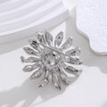 Silver Tone Sunflower Crystal Pearl Look Metal Brooch Pin view 4