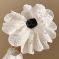 White Lace Pearl Flower Shark Clips Black Ribbon Style view 2