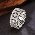 White Metal Openwork Geometric Pave Band Ring Sizes 6-10 view 3