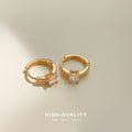 Gold Mini Huggie Hoop Round Crystal Front Stud Pair view 4