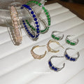 Beaded Hoop Earrings Open Cuff Bracelets Pink Blue Green view 1