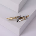 Abstract Two Tone Figure Brooch with Pearl Accent Decorative Lapel Pin view 4