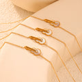 Gold Guitar Pendant Necklace White Pearlescent Inlay Rhinestone view 4