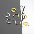 Mixed Finish Small C Shaped Hoop Stud Earrings Four Pair Set view 2