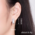Silver Baguette Pave Clear CZ Wide Huggie Earrings view 4