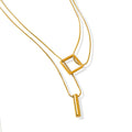 Gold Double Layer Square and Bar Geometric Necklace view 5