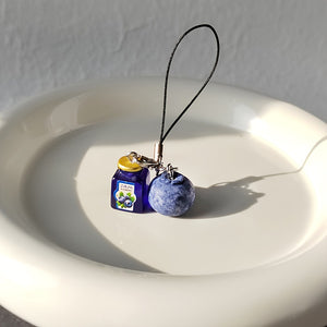 Blueberry Resin Phone Charm Jam Alloy Fruit Hang 4 Styles