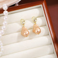 Champagne Irregular Pearl Look Gold Tone Drop Earrings view 2
