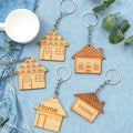 Wooden House Home Engraved Bamboo Keychain Four Designs view 4