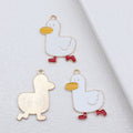 Gold Tone White Duck Enamel Charm with Yellow Beak view 4