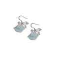 Silver Tone White Pearl And Pale Blue Stone Chip Hook Earrings view 5