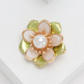 Pearl Camellia Brooch in Detailed Metal and Crystal Design view 4