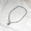 Silver Curb Chain Checkered Square Pendant Toggle Necklace view 3