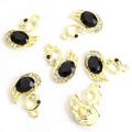 Faceted Crystal Swan Metal Pendant Charms in 14 Color Styles view 11