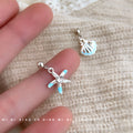Silver-Tone Mismatched Starfish Shell Drop Earrings view 1