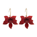 Red Resin Flower Cluster Hook Earrings Statement Pair view 5