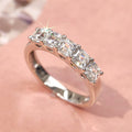 Five Square Clear Stone Half-Eternity Ring In Silver Tone view 2