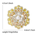 Pearl Center Flower Brooch With Colored Rhinestones Gold Tone view 9