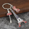 Paris Eiffel Tower Metal Keychain With Four Accent Charm Styles view 4