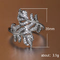 Silver Tone Layered Leaf Cluster Crystal Ring Jewelry view 5