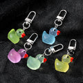 Silver Tone Translucent Duck Clip Keychains in Three Colors view 1