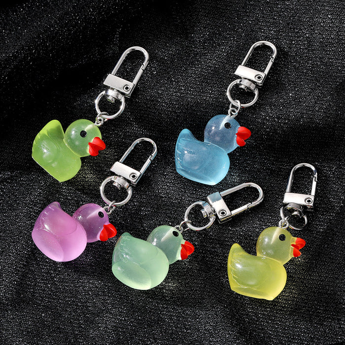 Silver Tone Translucent Duck Clip Keychains in Three Colors