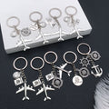 Nine-Style Antique Silver Airplane Globe Passport Travel Keychain Collection view 4