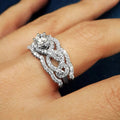 Interwoven Crystal Leaf Wide Band Ring in Silver Tone view 3