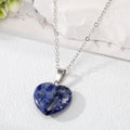 Silver Tone Heart Stone Style Pendant Necklaces in Eleven Colors view 10