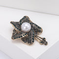 Pearl Center Pinwheel Flower Brooch in Green Black or Blue Pink view 4