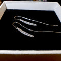 Silver Tone Teardrop Chain Long Threader Drop Earrings view 6
