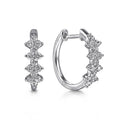 Silver Marquise CZ Cluster Huggie Hoop Earrings Pair view 2