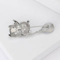 Enamel Panda Brooch Crystal Balloon Black White Cute Pin view 4