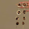 Leopard Print Disc Statement Earrings With Long Drops view 6
