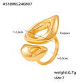 Dual Teardrop Openwork Geometric Ring Gold and Steel Finish view 7