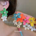 Bright Floral Crystal Stud Earrings in Five Colors view 2