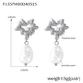 Molten Heart Pearl Drop Earrings Gold Or Steel Tone Pair view 7