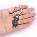 Dark Blue Hooded Skeleton Wooden Keychain 2D Charm view 4